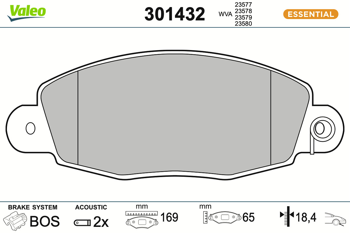 Jeu de 4 plaquettes de frein VALEO ref. 301432